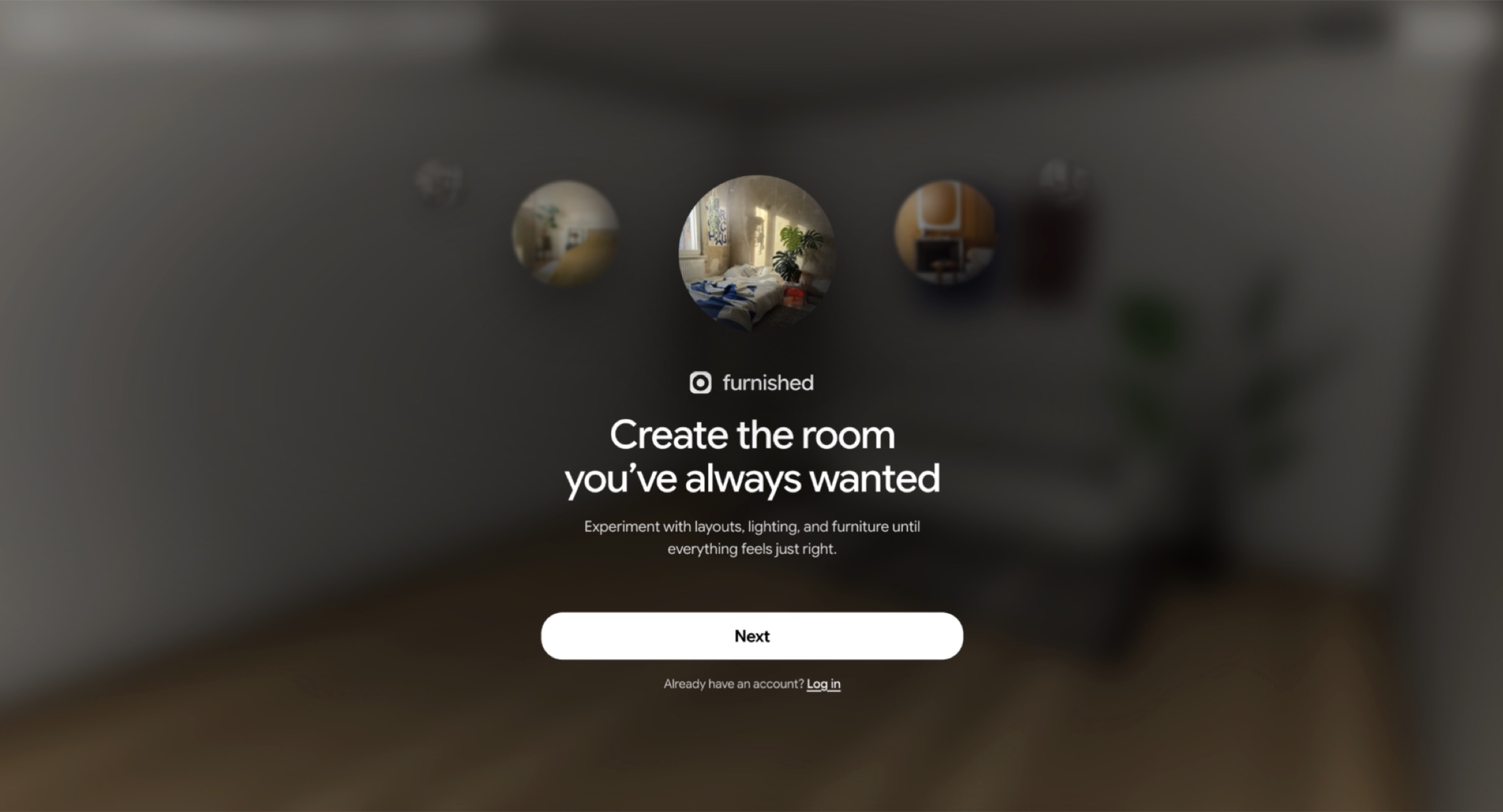 Furnished onboarding screen